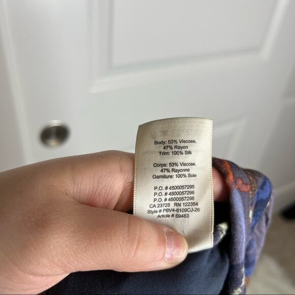 Aritzia Wilfred Blue Patterned Casual Tapered Leg Crop Pant Size XS - Picture 9 of 10